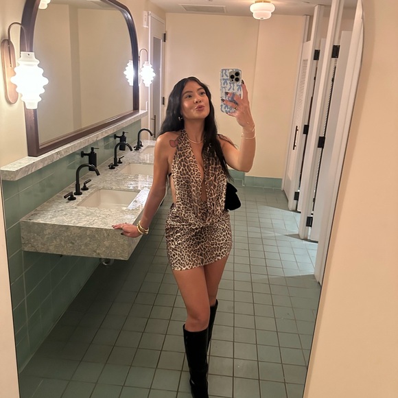 Peppermayo - Elysia Sequin Mini Dress - Leopard - Picture 6 of 7